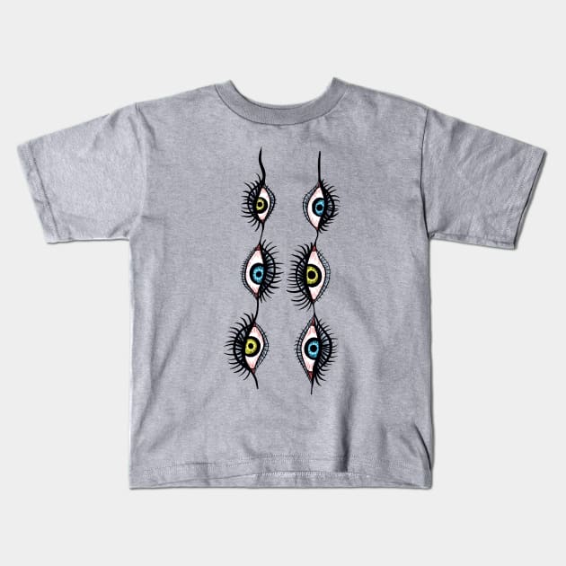 Creepy Weird Eye Garlands Surreal Art Kids T-Shirt by Boriana Giormova